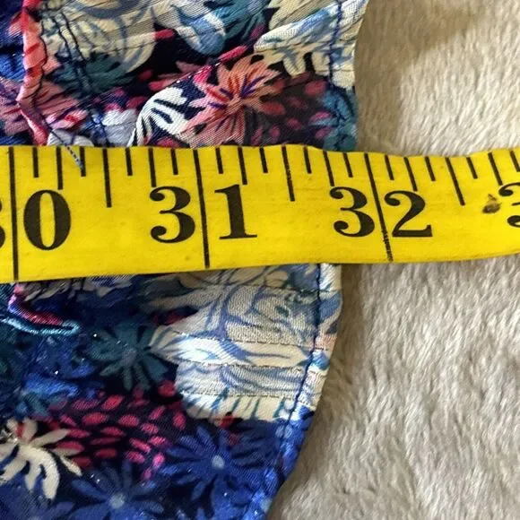 Perfectly Priscilla Dress Small One Shoulder Blue Floral Boho Tiered Preppy‎ NEW - Picture 15 of 16